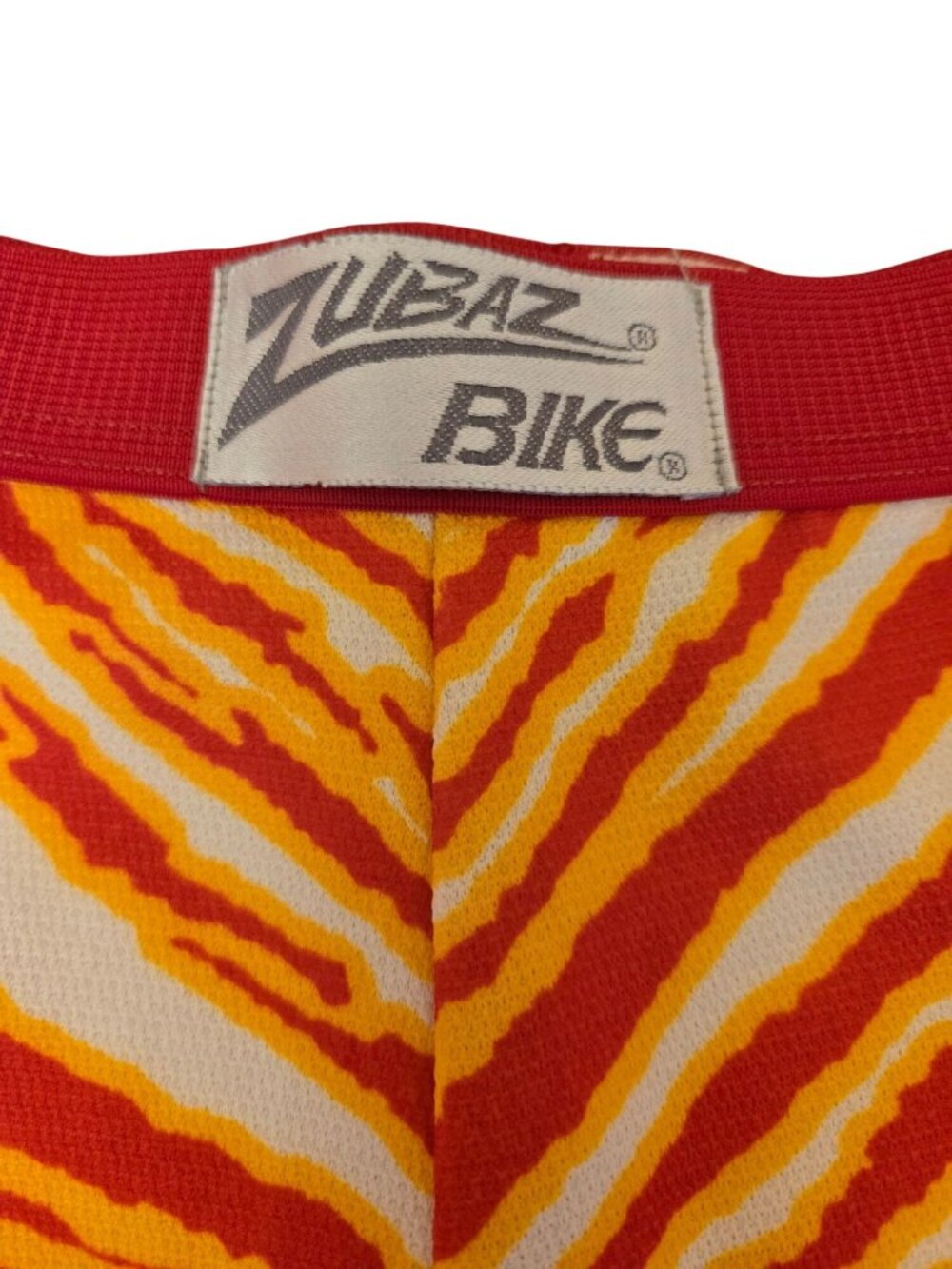 Vintage Zubaz Bike Athletic Shorts Medium Red Gold Striped San Francisco 49ers - Picture 3 of 9